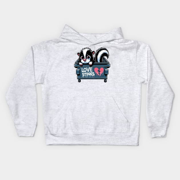 Love stinks - Funny skunk design Kids Hoodie by Kicosh